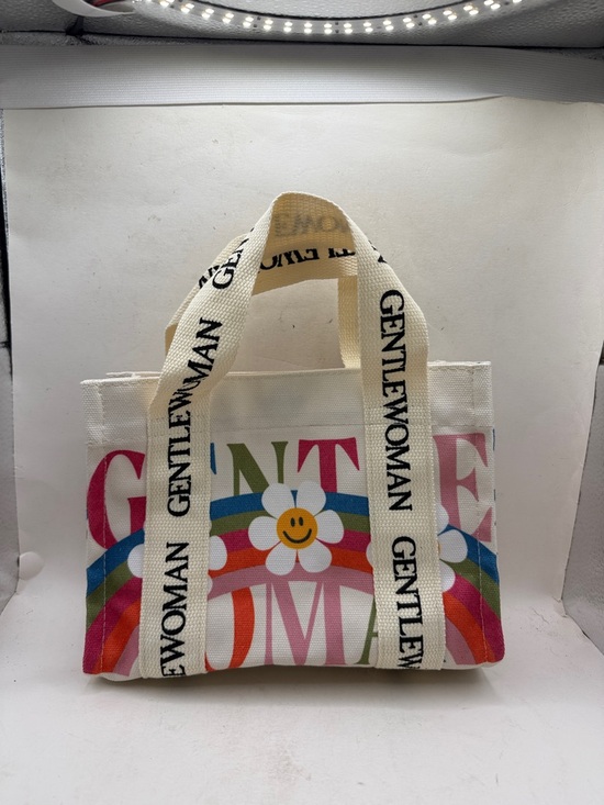 Handbags - Happy Sunflower Multicolor Canvas Tote Bag Cream Rainbow Floral Gentlewoman